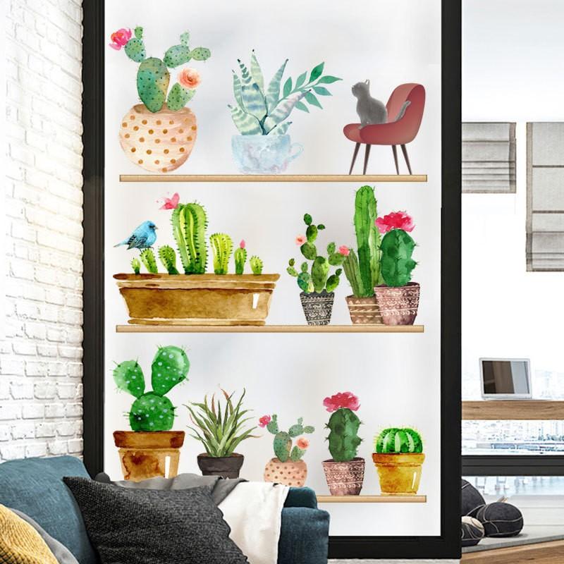 ウォールステッカー インテリア シール 壁紙 模様替え サボテン 植物 ナチュラル 部屋 リラックス リメイク 寝室 リビング Zak おとりよせ Com 通販 Yahoo ショッピング