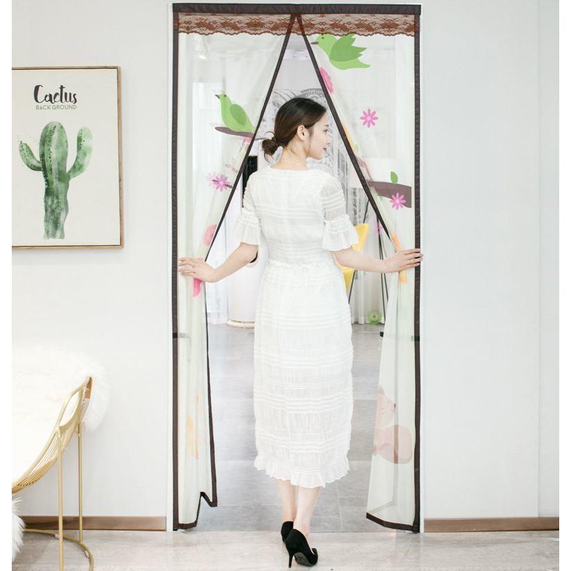 網戸カーテン 玄関網戸 蚊帳 アミ戸 マグネットつき 磁石 タッセル付き 虫よけ 換気 国内送料無料 勝 サボテン ネコ 蚊対策 おしゃれ レース イラスト 可愛い