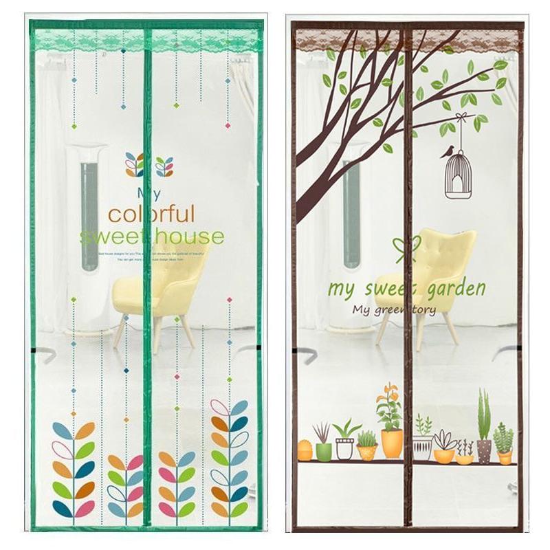 網戸カーテン 玄関網戸 蚊帳 アミ戸 マグネットつき 磁石 タッセル付き 虫よけ 換気 国内送料無料 勝 サボテン ネコ 蚊対策 おしゃれ レース イラスト 可愛い