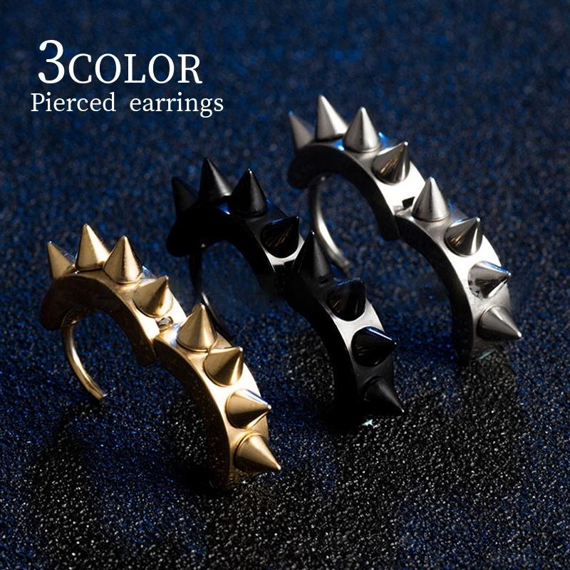 ピアス メンズ リング ゴールドカラー シルバーカラー フープ 黒 簡単 ロック パンク とげ 棘 いばら スタッズ Zak 866 おとりよせ Com 通販 Yahoo ショッピング