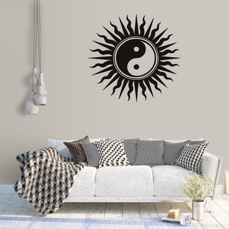 ウォールステッカー 転写式 壁紙シール モノトーン モノクロ はがせる 陰陽太極図 太陰大極図 陰陽勾玉巴 太陽 シンボル シルエット 窓 ガラス 壁 Zak 873 おとりよせ Com 通販 Yahoo ショッピング