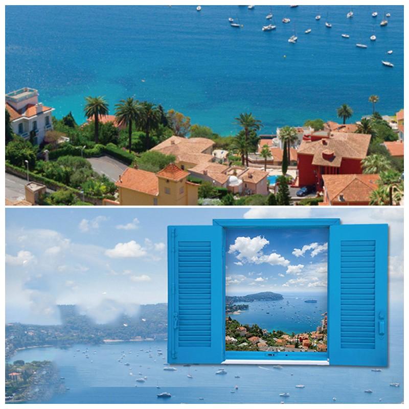 ウォールステッカー ウォールシール 地中海 絶景 海 青空 風景画 綺麗 癒し 窓辺 窓際 だまし絵 トリックアート 3d 立体的 壁シール 壁紙シー Zak 876 おとりよせ Com 通販 Yahoo ショッピング