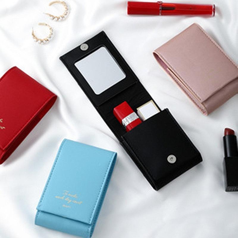 激安特価品 化粧ポーチ ミラー付き マルチケース メイクポーチ コスメケース リップケース 化粧品 小物入れ 鏡 携帯用 ミニポーチ かわいい おしゃれ コンパク