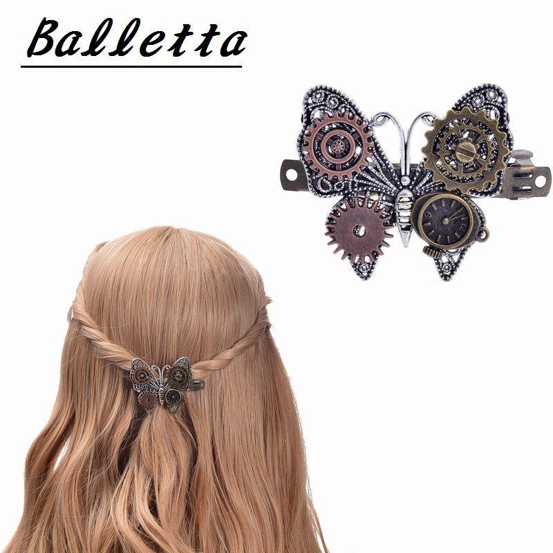 バレッタ 髪飾り レディース ヘアアクセサリー まとめ髪 ロングヘア ミドルヘア バタフライ 蝶 ラインストーン 歯車 時計 ギミック スチームパンク Zak おとりよせ Com 通販 Yahoo ショッピング