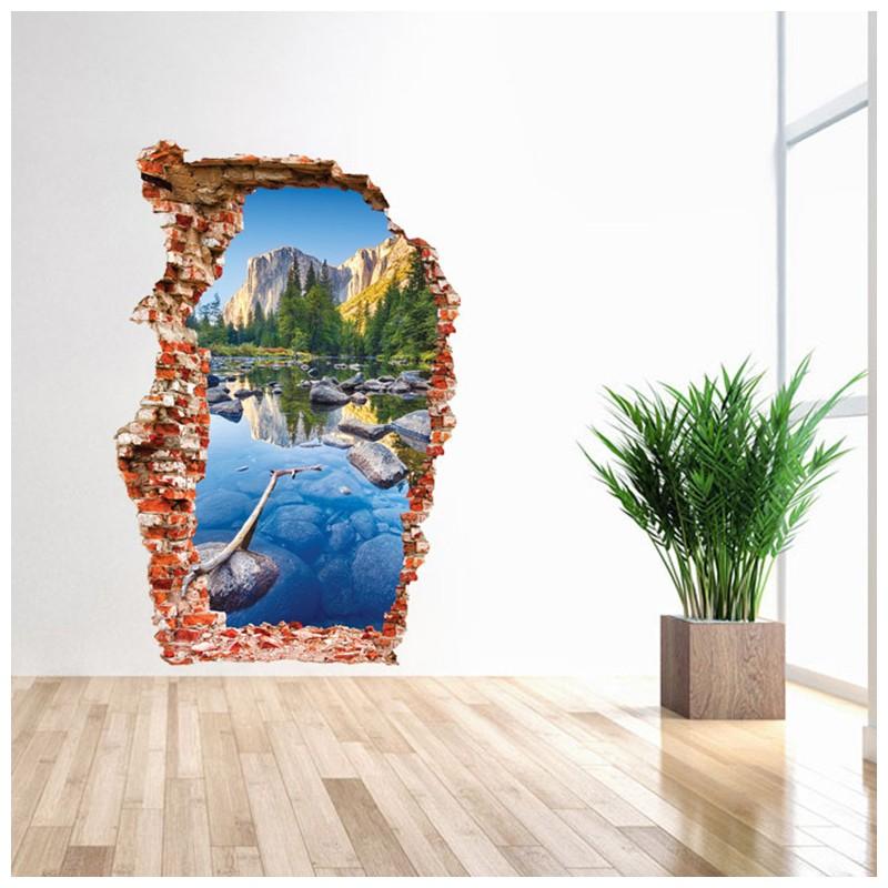 ウォールステッカー ウォールシール 絶景 大自然 外国 海外 風景画 青空 壁面装飾 3D だまし絵 壁 立体的 トリックアート 素晴らしい価格 【レビューで送料無料】 壁シール 壁紙シール