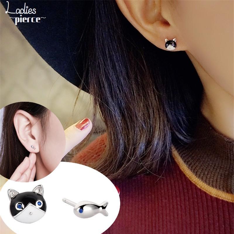 ピアス スタッド レディース アクセサリー ジュエリー シルバーカラー ネコ 猫 魚 サカナ 左右非対称 可愛い おしゃれ シンプル ギフト プレゼン Zak おとりよせ Com 通販 Yahoo ショッピング
