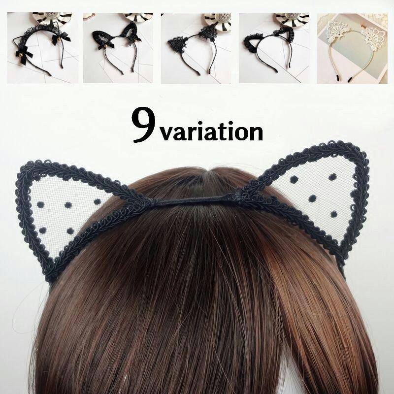 最愛 レディース カチューシャ 猫耳 レース ヘアバンド ブラック ヘアアクセサリー Indonesiadevelopmentforum Com