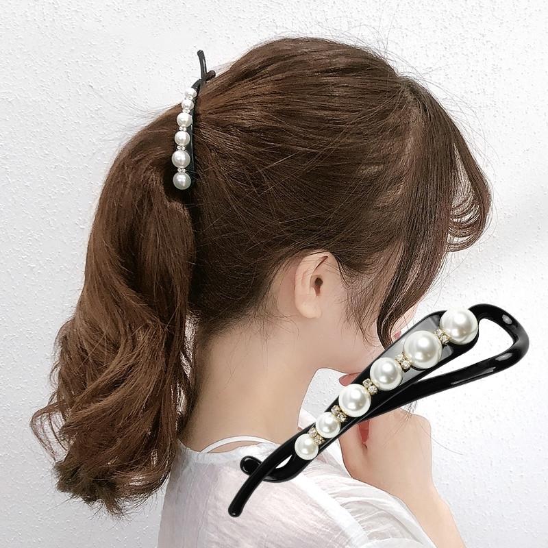バナナクリップ ヘアクリップ 髪留め 髪飾り ヘアアレンジ ヘアアクセサリー レディース 女性 婦人 ファッション小物 イミテーションパール シンプル Zak おとりよせ Com 通販 Yahoo ショッピング