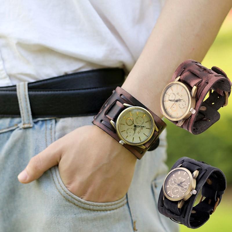 腕時計メンズ ファッション雑貨 ベルト アナログ ラウンド 円形 無地 シンプル ワイルド レトロ アンティーク風 カジュアル かっこいい ワイドベル Zak おとりよせ Com 通販 Yahoo ショッピング