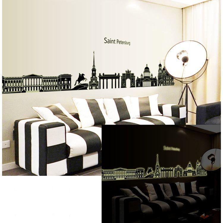 光るウォールステッカー 蓄光 暗いところで光る 光る ウォールステッカー ウォールシール 壁紙シール 夜光シール 夜光ステッカー 蓄光シール 街並み Zak おとりよせ Com 通販 Yahoo ショッピング