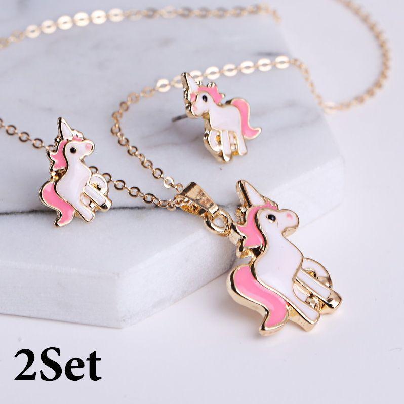 ネックレス ペンダント スタッドピアス 2点セット レディース 女性用 アクセサリー ユニコーン チェーン ゴールドカラー カジュアル ポップ かわい Zak おとりよせ Com 通販 Yahoo ショッピング
