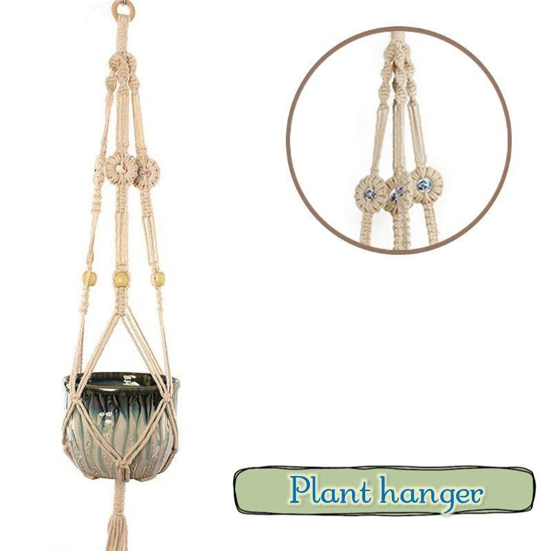 プラントハンガー ハンギングプランター 鉢吊り下げネット マクラメ編み ナチュラル おしゃれ フラワーポットネット ウッドビーズ 七宝焼き風 縄 ロー Zak おとりよせ Com 通販 Yahoo ショッピング