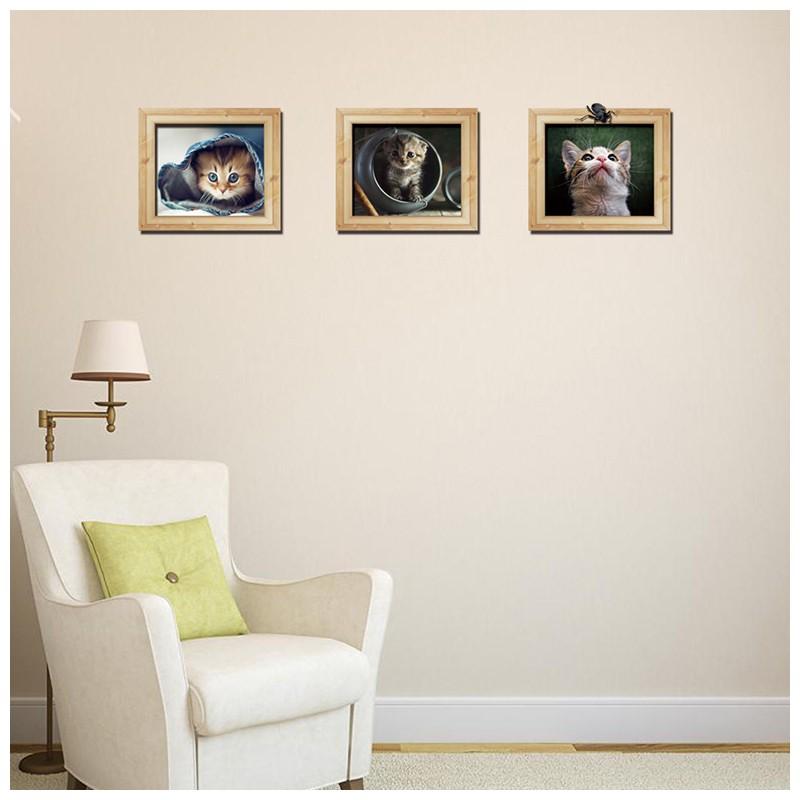 ウォールステッカー ウォールシール ネコ 子猫 キャット Cat 写真 フォトフレーム 可愛い だまし絵 トリックアート 3d 立体的 壁シール 壁紙 Zak おとりよせ Com 通販 Yahoo ショッピング