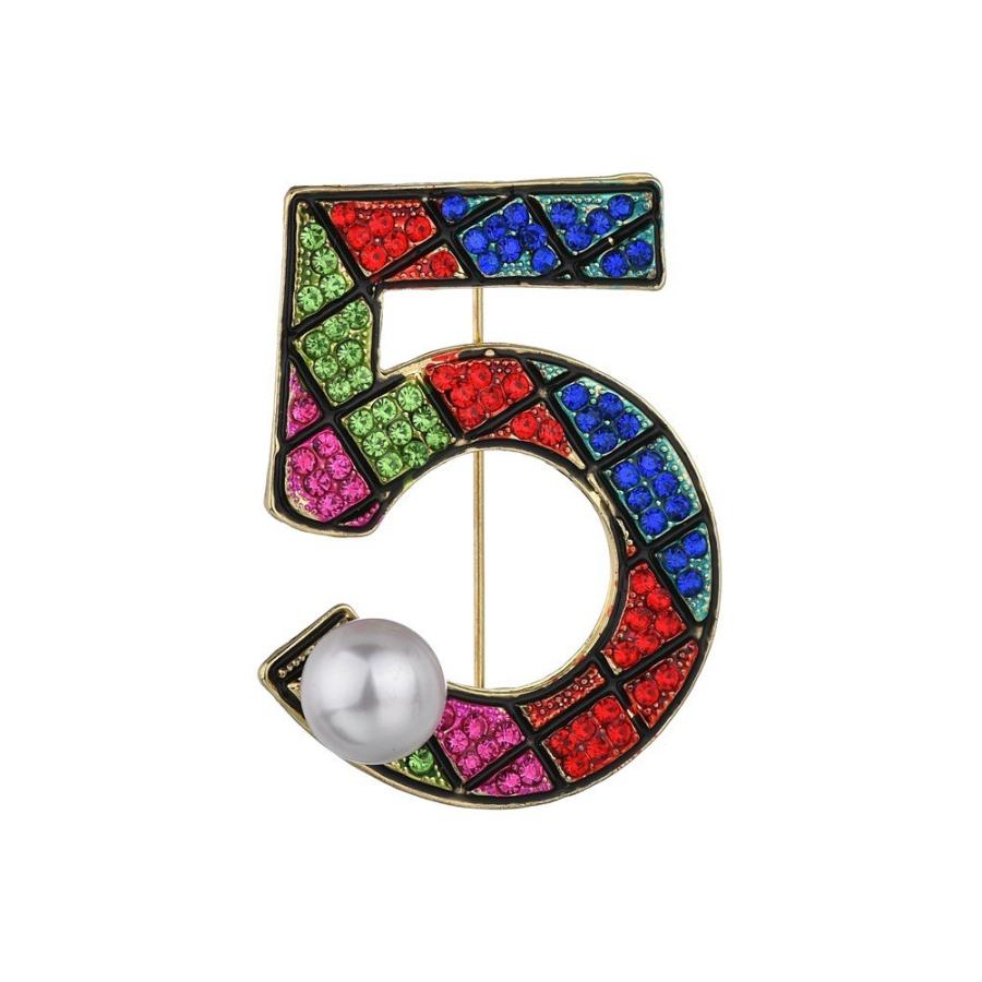 ブローチ レディース アクセサリー ラインストーン フェイクパール かわいい おしゃれ カラフル キラキラ 数字 5 プレゼント ギフト 贈り物 上品 Zak おとりよせ Com 通販 Yahoo ショッピング