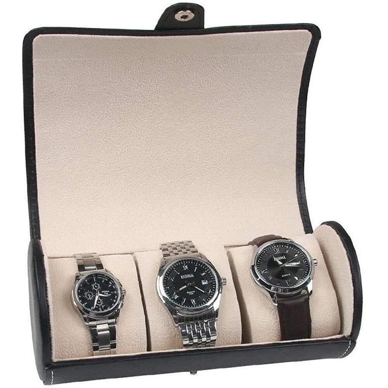 腕時計用ケース 腕時計ボックス 収納ケース 3本用 ウォッチケース レザー調 円形 上品 おしゃれ シンプル コレクション 保管 持ち運び 携帯 メン｜mignonlindo｜04