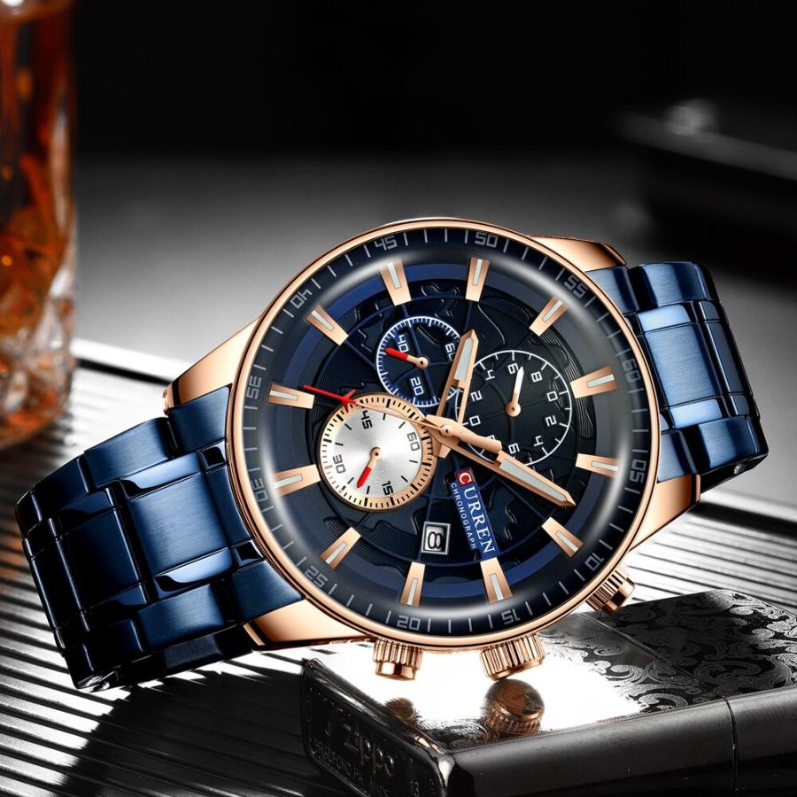 メンズ腕時計CURREN newファッションステンレス鋼トップブランドの高級カジュアルクロノグラフクオーツ腕時計｜migona｜04