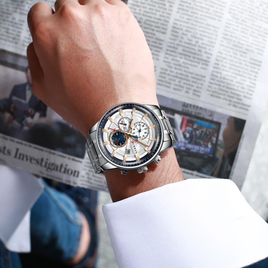メンズ腕時計CURREN newファッションステンレス鋼トップブランドの高級カジュアルクロノグラフクオーツ腕時計｜migona｜05