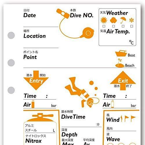 海外並行輸入正規品 ダイビング スノーケリング ノーブランド品 ログブック 6穴タイプ 30枚 30ダイブ 分 ナイトロックス対応 ログブックレフィル オレンジ ブラック Dive 2 Www Threeriversofs Com