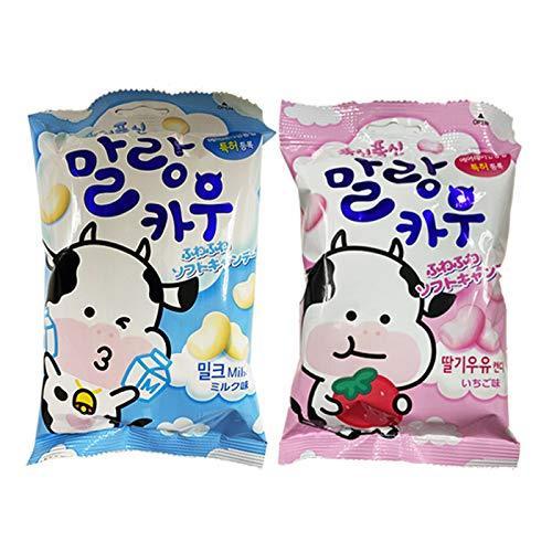 マルランカウ ふわふわ 味2種セット ミルク いちごミルク カウチューイングキャンディー 63g 韓国お菓子 お土産 スイーツ ちょい 95 以上節約