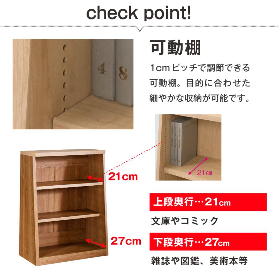 MiHAMAの家具 本棚 大容量 スリム ロータイプ カウンター下 幅75 書棚 