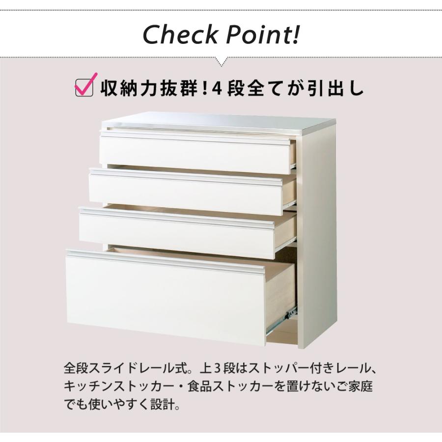 MiHAMAの家具 完成品 ステンレス間仕切りカウンター キッチンワゴン 幅