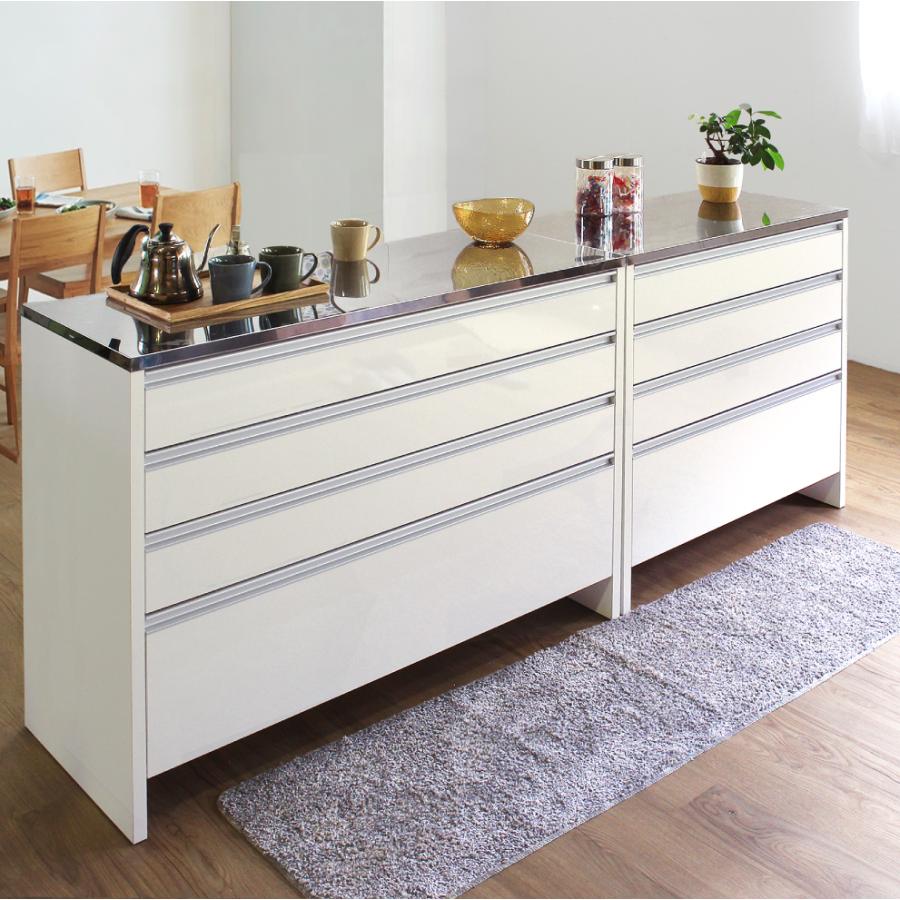 MiHAMAの家具 完成品 ステンレス間仕切りカウンター キッチンワゴン 幅