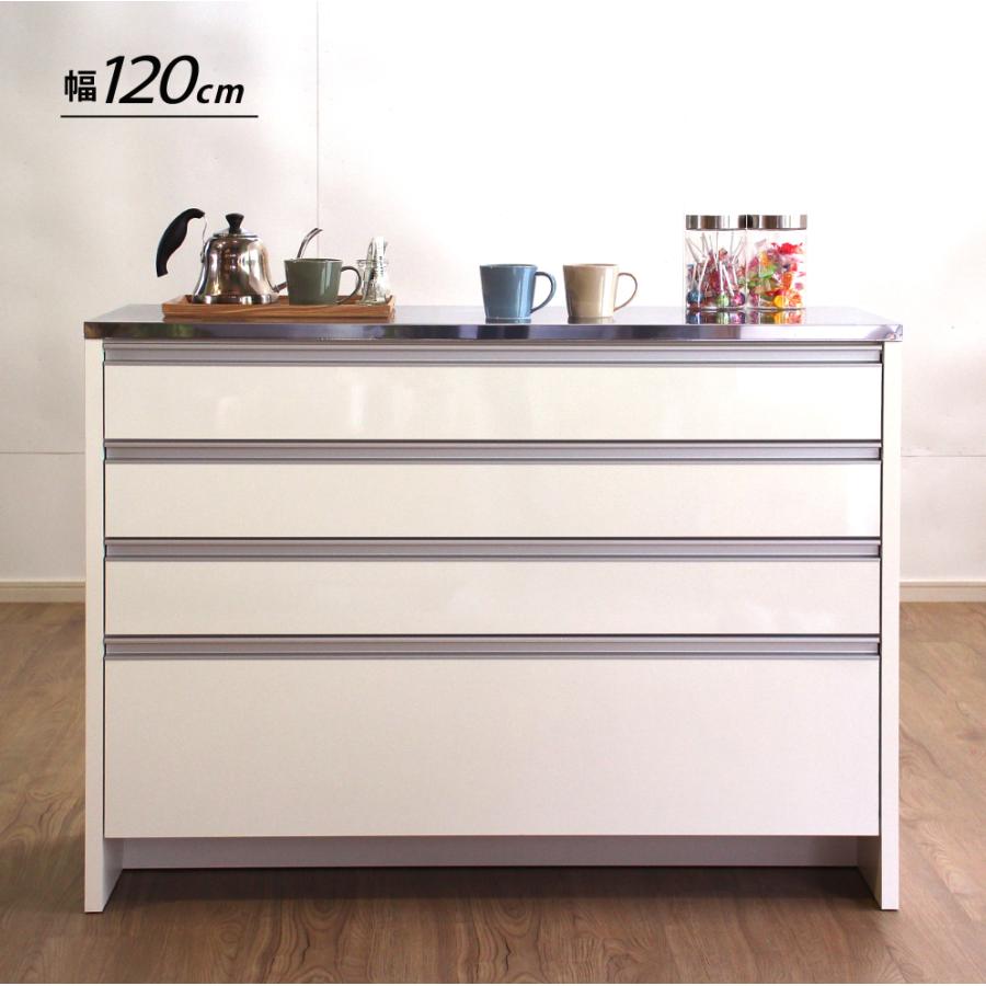 MiHAMAの家具 完成品 ステンレス間仕切りカウンター キッチンワゴン 幅