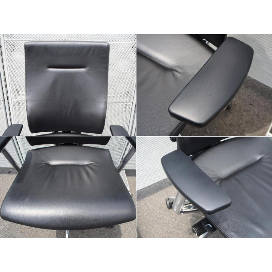 ☆ 美品 ITOKI イトーキ スピーナチェア 革張り 固定肘 黒レザータイプ