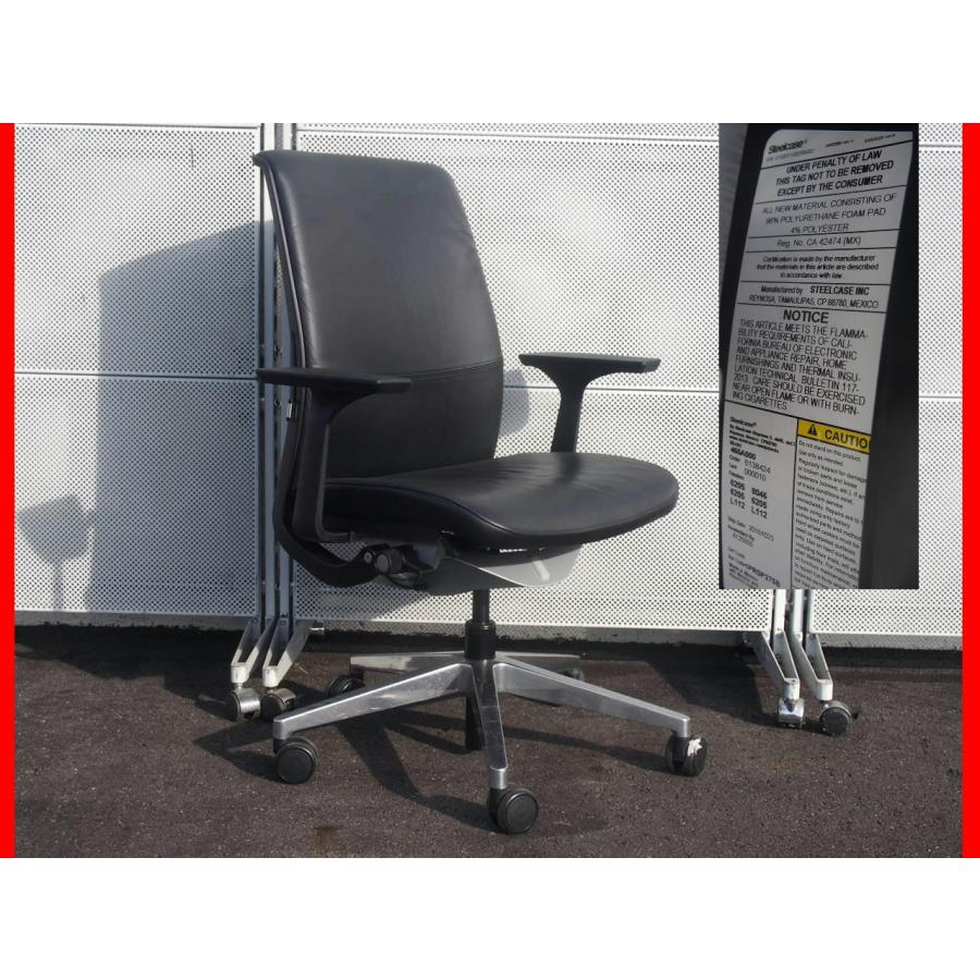 ★Steelcase／スチールケース★THINK2／シンクチェア★レザー ☆ 程度良好 スチールケース Think2チェア シンク2チェア 革張り 黒
