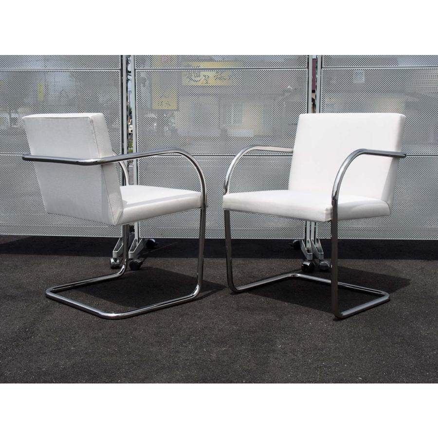☆ 程度良好 Knoll ノール チューブラーアームチェア 白 布張り Mies 