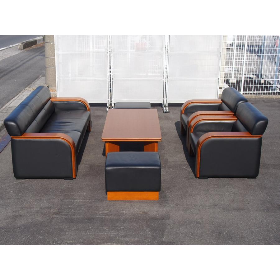 ☆ 程度良好 内田洋行 UCHIDA RD-72 応接セット 6点セット 背・座/総革