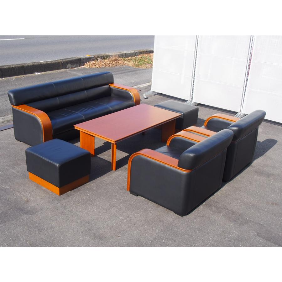 ☆ 程度良好 内田洋行 UCHIDA RD-72 応接セット 6点セット 背・座/総革