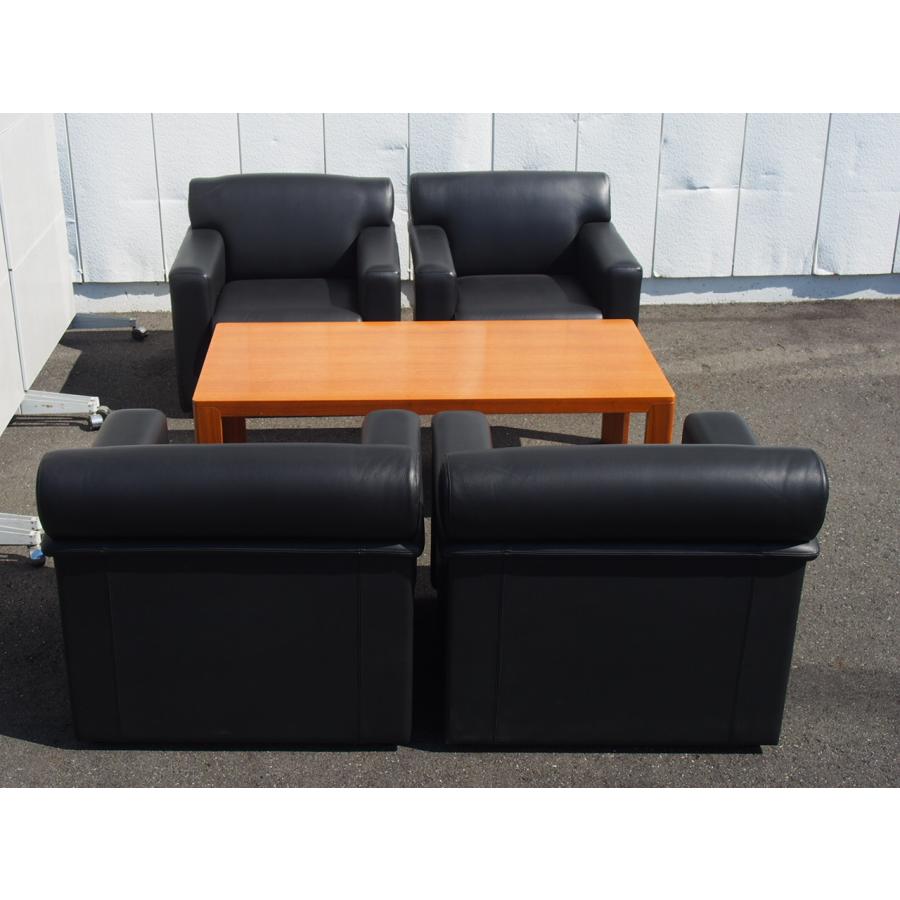 ☆ 中古 程度良好 Knoll? 総革張り 応接セット アームソファ−5 ☆ 中古 程度良好 Knoll? 総革張り 応接セット アームソファ−5