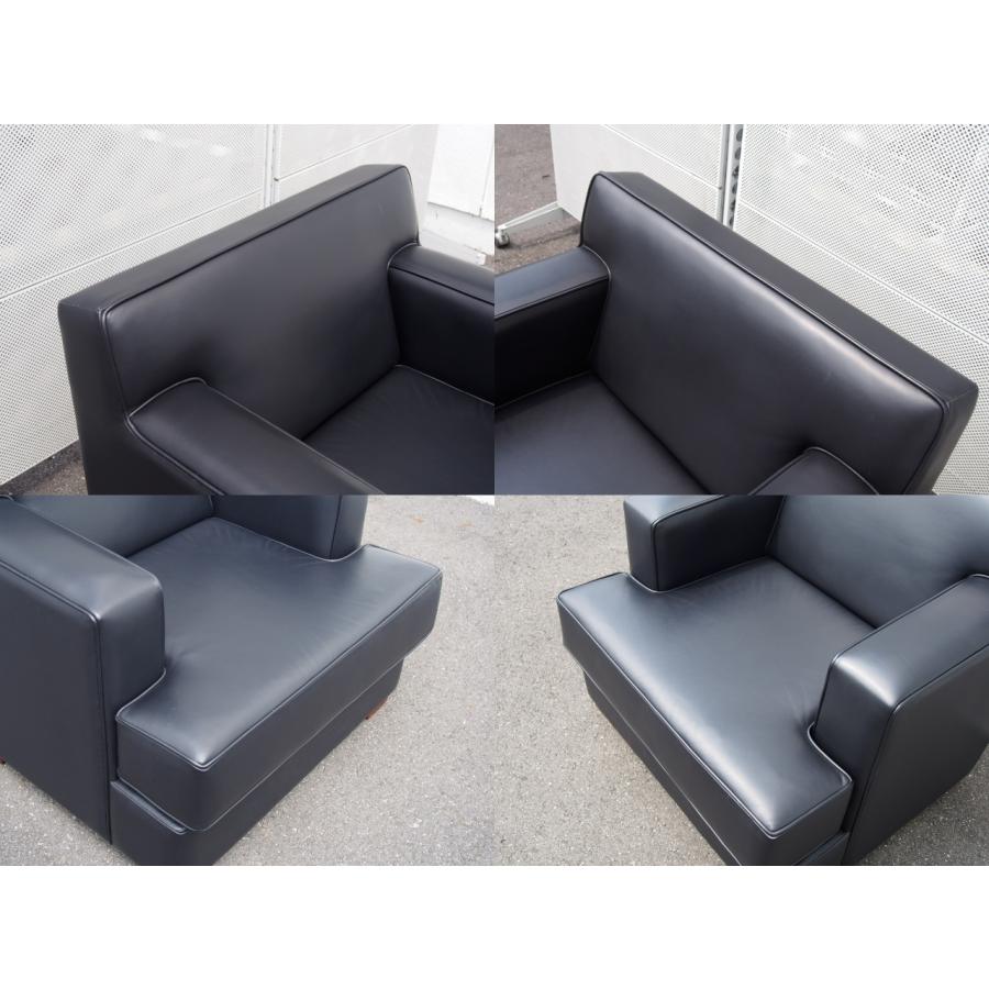 応接4点セット　ブラック　革張り ☆ 美品 メーカー不明 総革張り 高級応接セット 4点セット 黒革張り 革