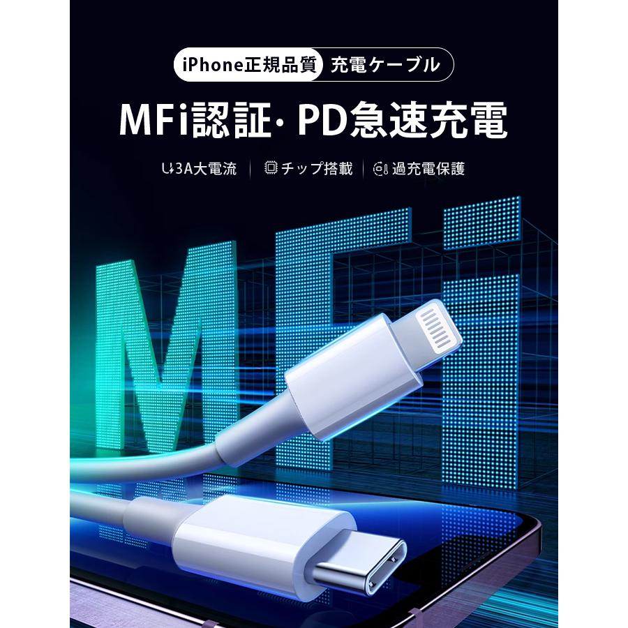 iPhoneケーブル 1m/2m iPhone純正品質 lightningケーブル 充電ケーブル