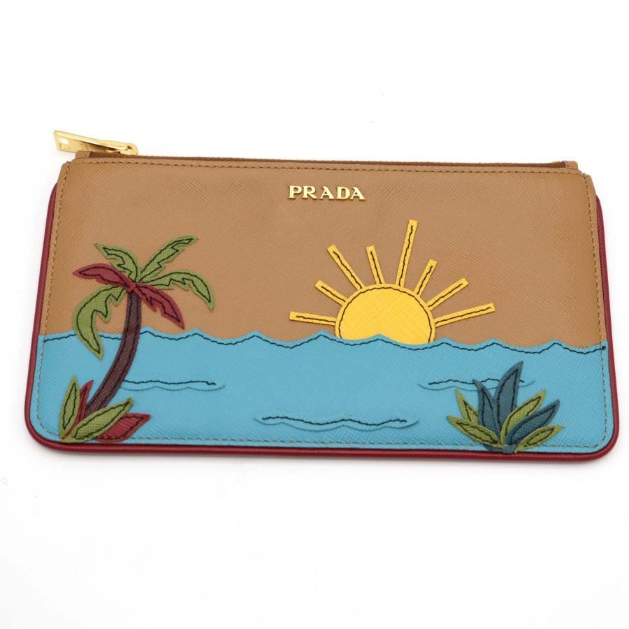 質屋 PRADA プラダ ポーチ 1M1152 サフィアーノ ヤシの木 サンセット 太陽 小物 H4535 みいち質店