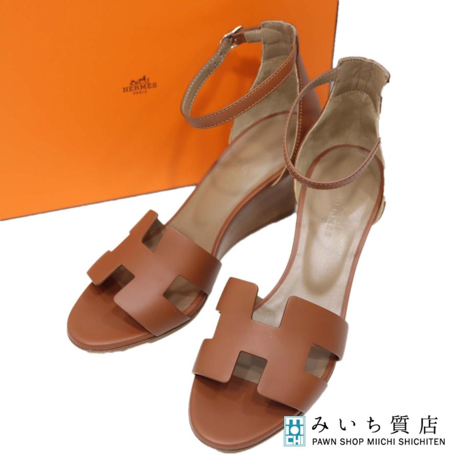 質屋 HERMES エルメス ヒール レジェンド 37 1/2 24.5cm ブラウン 