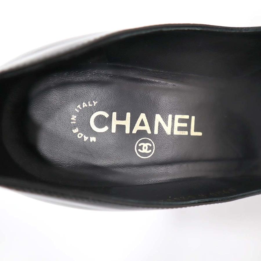 質屋 ヒール CHANEL シャネル カメリア エナメル G26821 ブラック 靴 