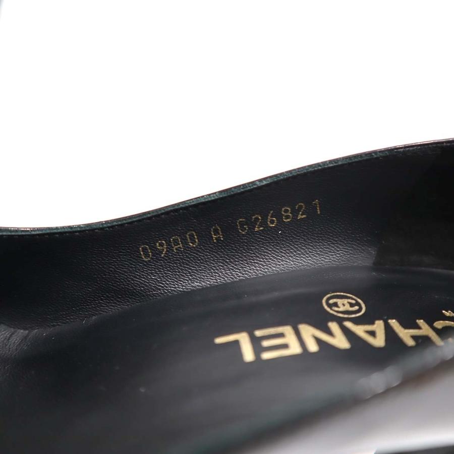 質屋 ヒール CHANEL シャネル カメリア エナメル G26821 ブラック 靴 