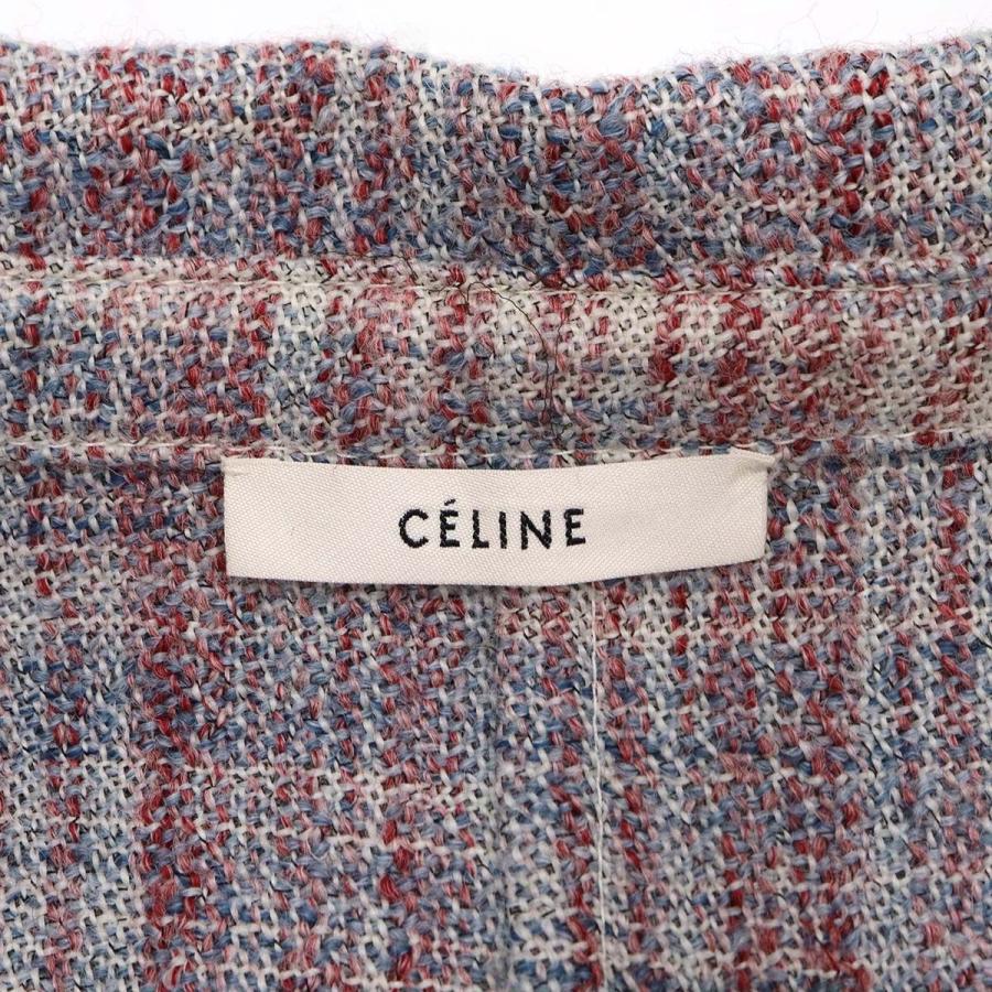 質屋 CELINE セリーヌ チェック柄 ツイード ロングコート 2 8S66