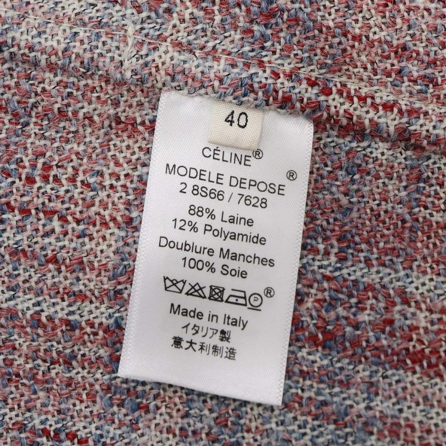 質屋 CELINE セリーヌ チェック柄 ツイード ロングコート 2 8S66