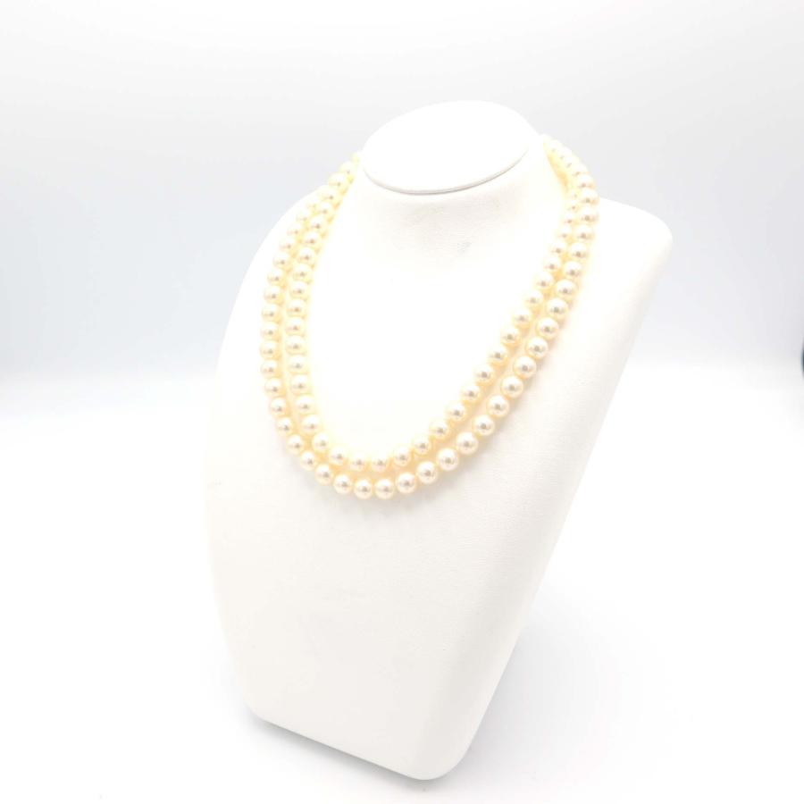 【田崎真珠✨大珠✨2連】あこや真珠 ロングネックレス 8.0 アコヤタサキパール 質屋 TASAKI タサキ あこや真珠 ロング パール ネックレス 7.5-8.0mm