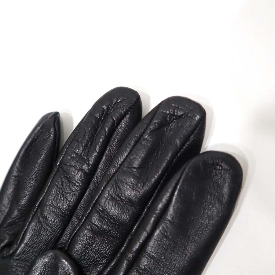 質屋 エルメス HERMES 手袋 レザー ブラック 7サイズ 防寒 グローブ
