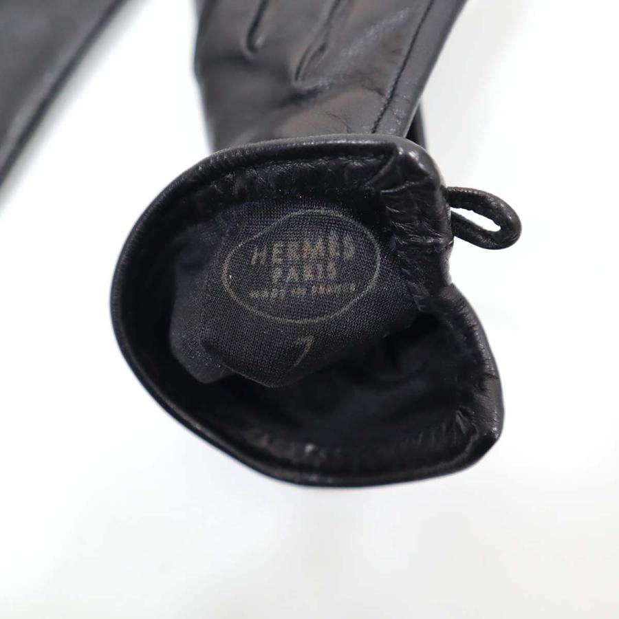 質屋 エルメス HERMES 手袋 レザー ブラック 7サイズ 防寒 グローブ