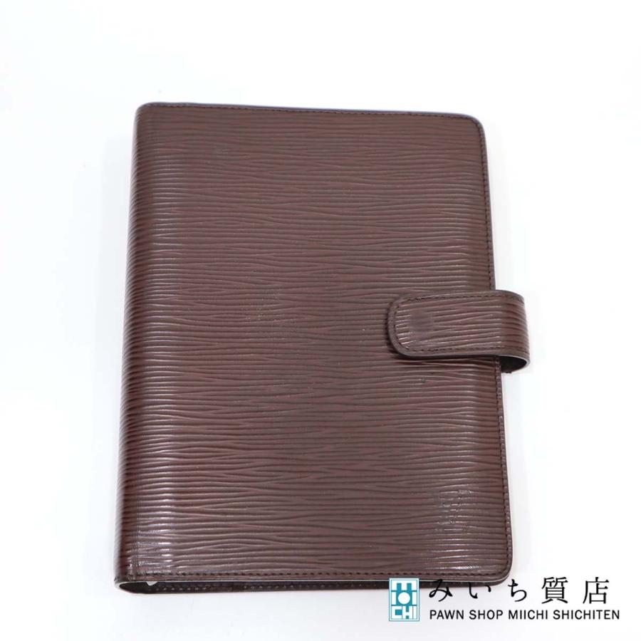 質屋 LV ルイヴィトン 手帳カバー アジェンダMM エピ ブラウン R20202 