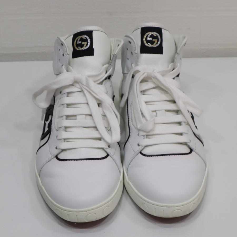 質屋 グッチ GUCCI スニーカー 7G ハイカット GG 295322 ホワイト 靴 