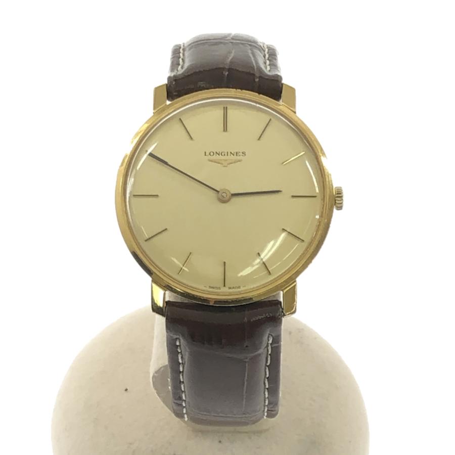 質屋 腕時計 稼働 LONGINES ロンジン 手巻き ゴールド色文字盤 ベルト