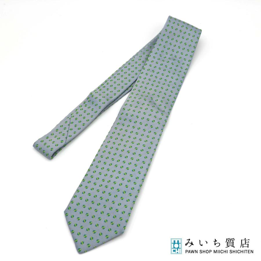 極美品 エルメス ネクタイ 亀総柄 ライトブルー シルク100% 極美品