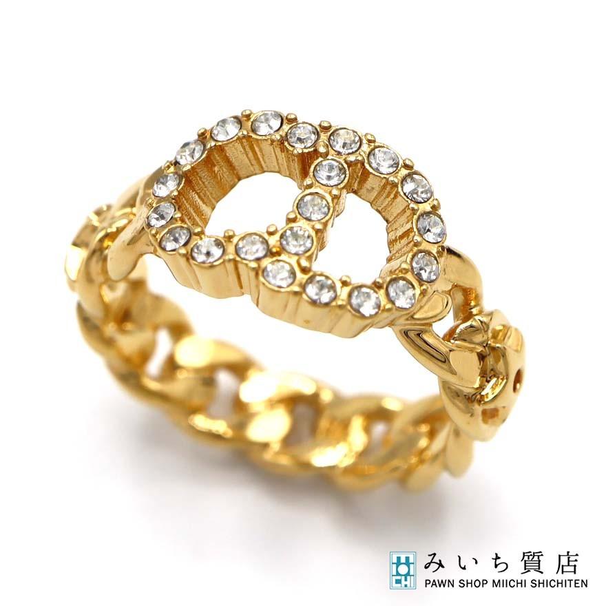 美品【dior】Clair D Lune リング Dior】Clair D Lune Thin Ring メタル＆クリスタルリング (Dior/指輪