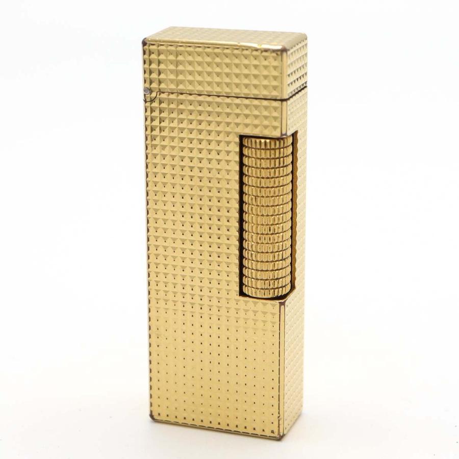 【美品】dunhill  ガスライター　ゴールド 質屋 dunhill ダンヒル ガスライター スクエア型 ゴールドカラー